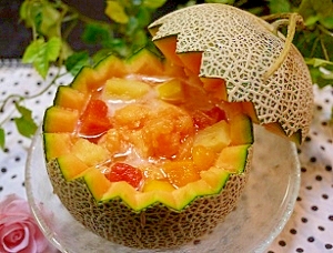 丸ごとメロンのフルーツポンチ レシピ 作り方 By とまとママ3410 楽天レシピ 丸ごとメロンのフルーツポンチ レシピ 作り方 By とまとママ3410 楽天レシピ