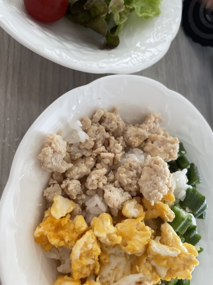 しっとり鶏そぼろの三色丼