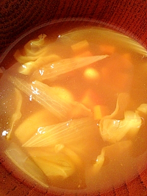 離乳食の野菜スープの残りをリメイク☆カレースープ