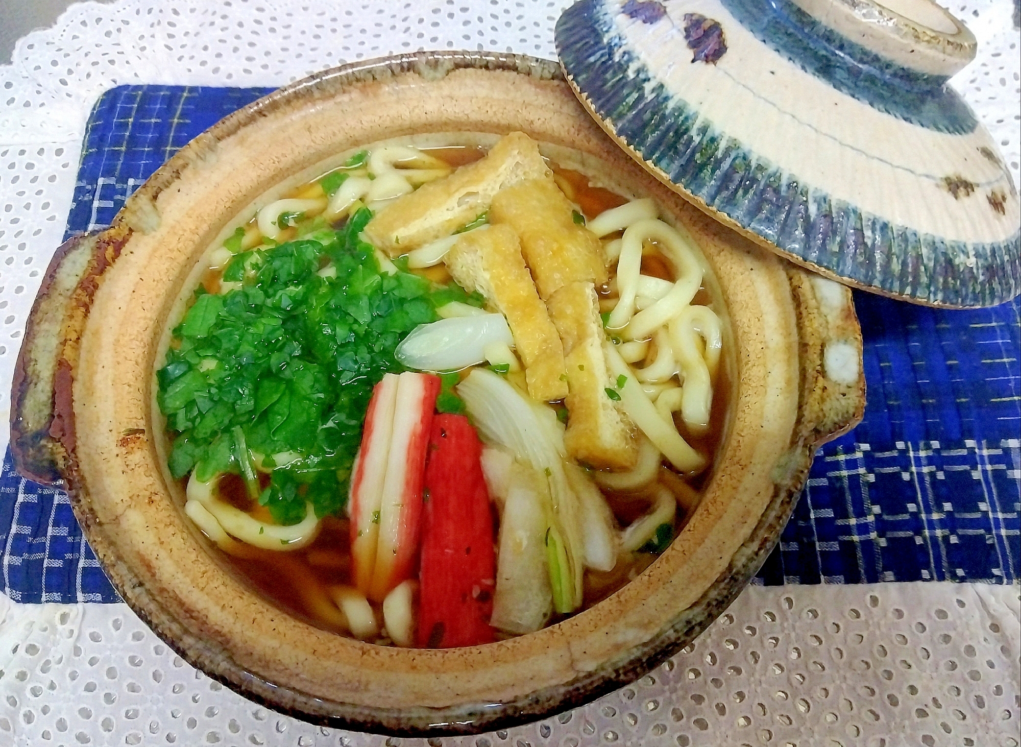 たぬき鍋焼きうどん