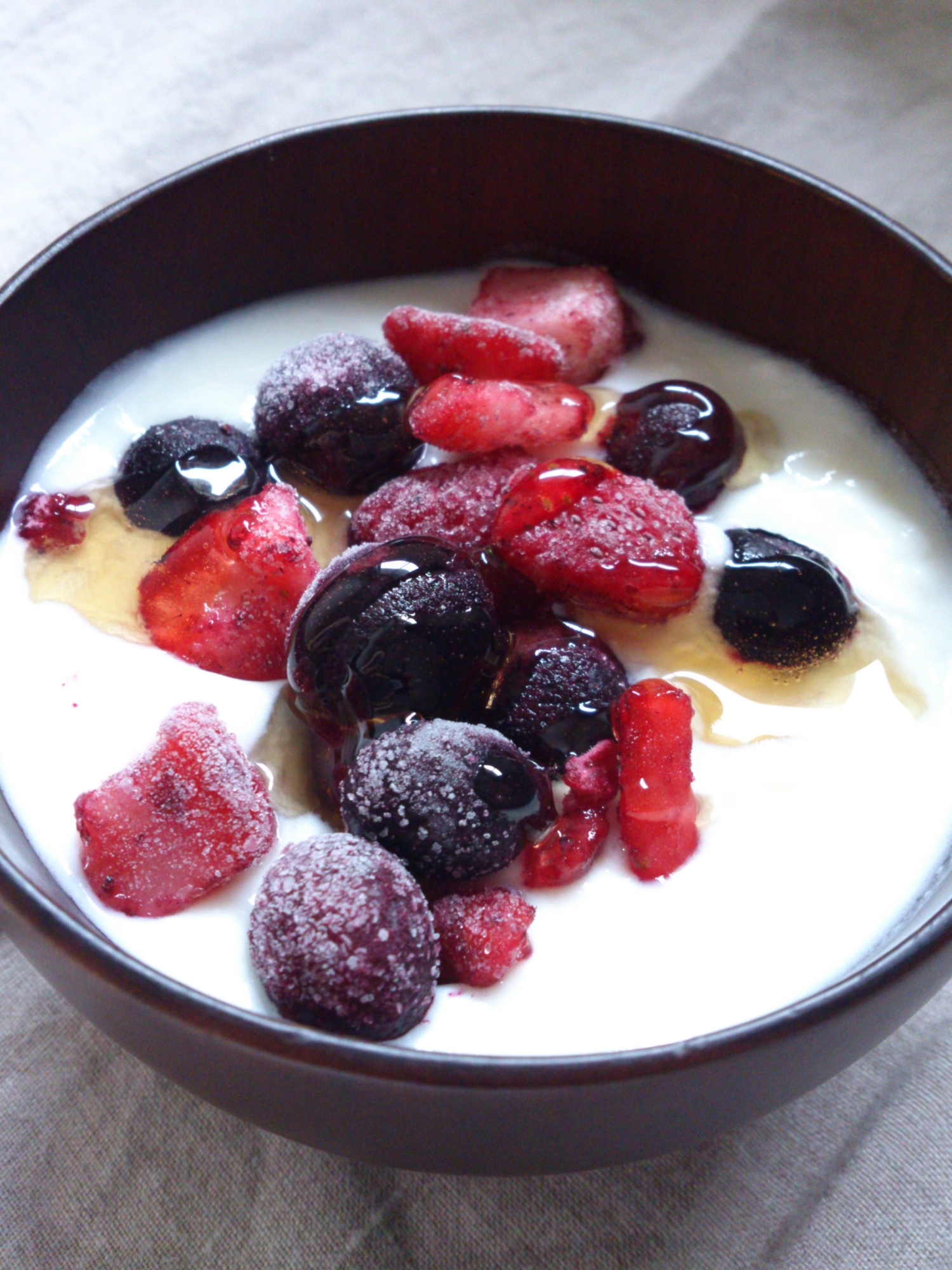 冷凍ベリーヨーグルト はちみつがけ レシピ 作り方 By なっちゃんゆず味 楽天レシピ