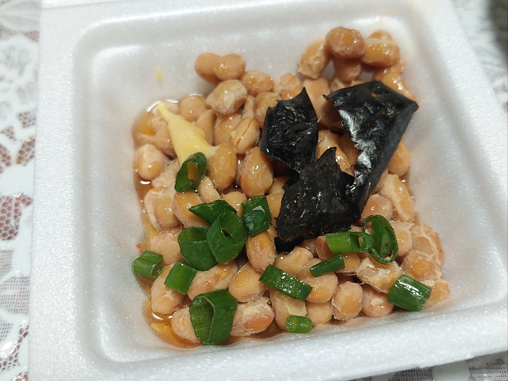 ネギと海苔の納豆