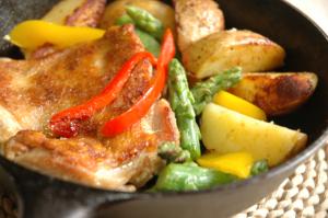 ガーリックチキン@スキレット