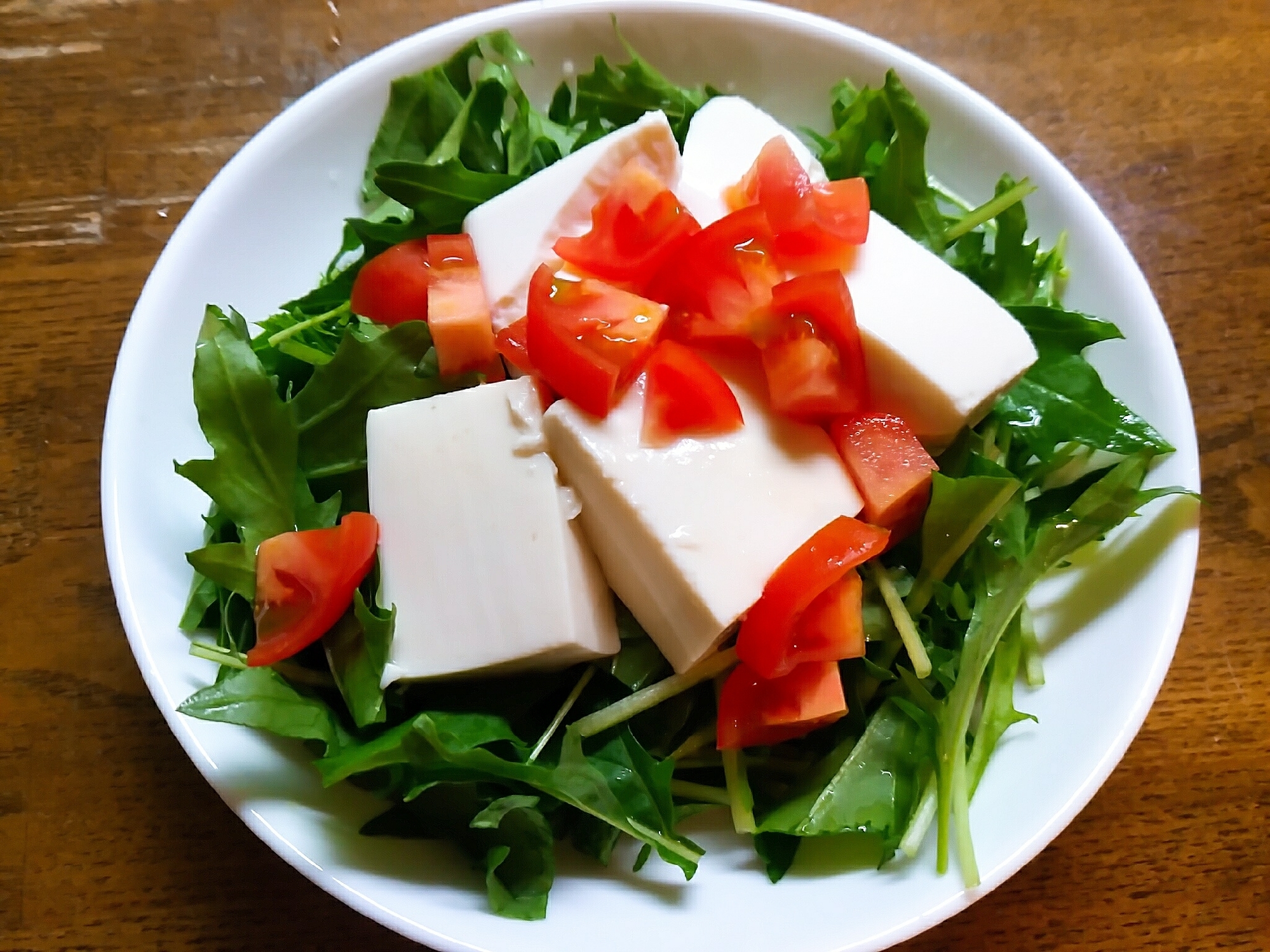 水菜と豆腐とトマトのサラダ