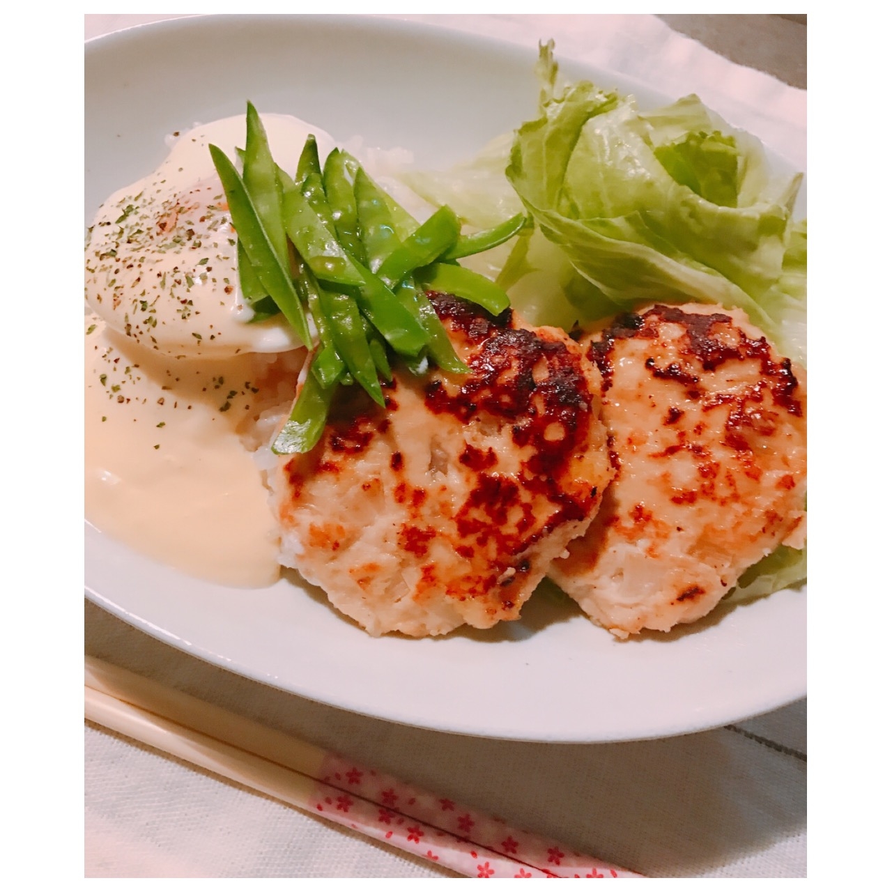 おから入り♡照り焼きハンバーグの和風ロコモコ丼♪