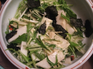 山芋と水菜のマヨポン海苔サラダ