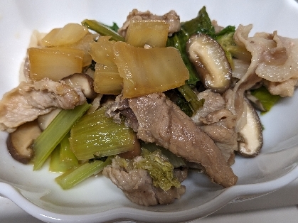 豚肉と白菜と小松菜の生姜蒸し煮