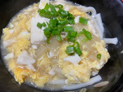 鶏そぼろと豆腐の卵とじうどん(潰瘍性大腸炎☆)