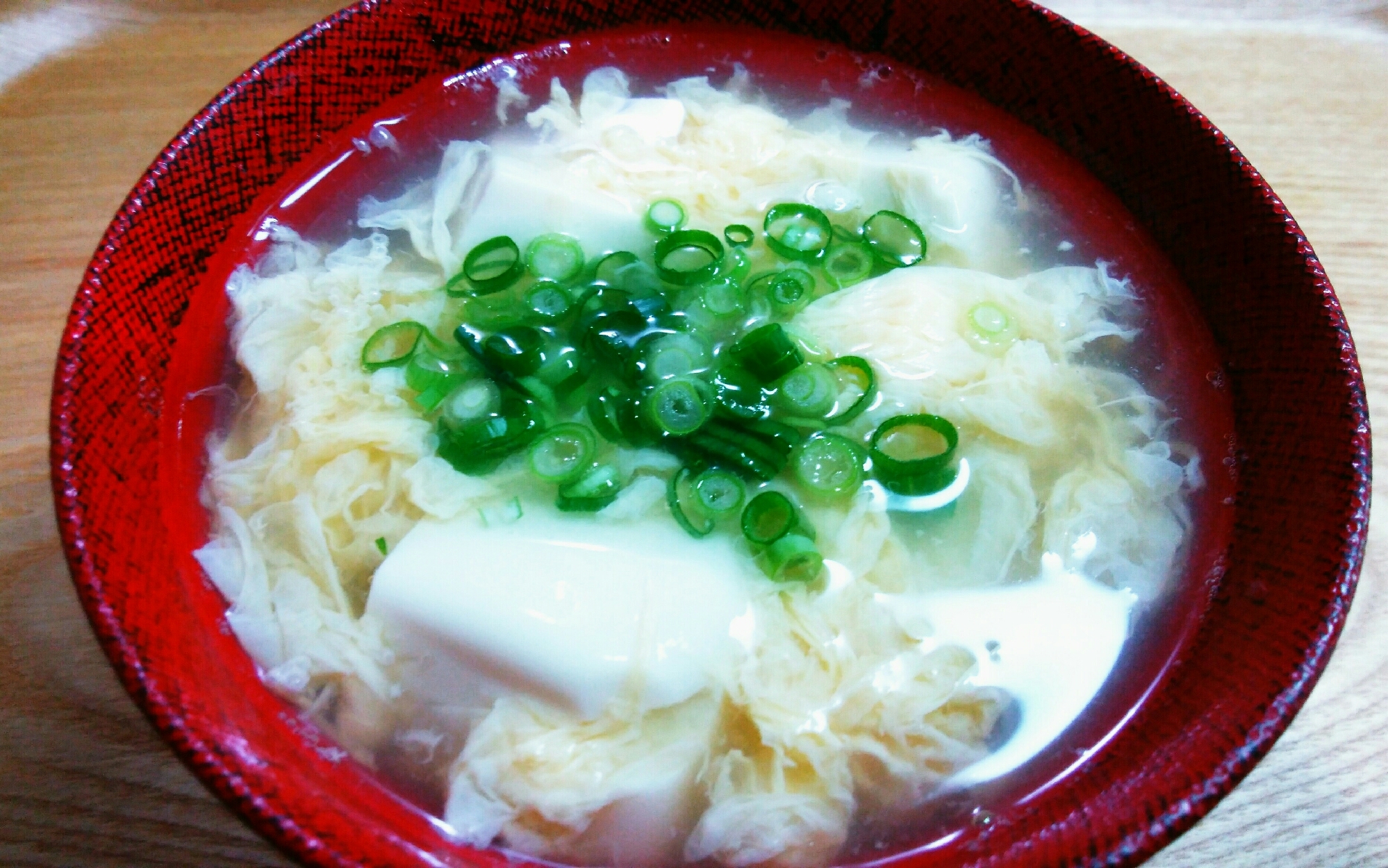 かきたま汁で湯豆腐‼