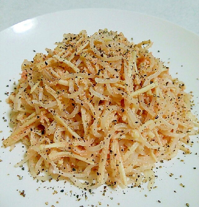 えのき入りで美味しい☆パスタ風明太白滝