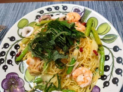 春です☆ふきのとうと海老のパスタ