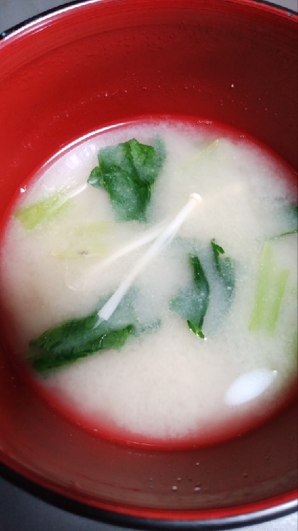 小松菜えのきのお味噌汁ෆ˚*