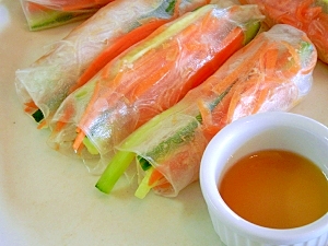 ピーナッツバター ナンプラー 野菜たっぷり生春巻き レシピ 作り方 By Niwahanu 楽天レシピ