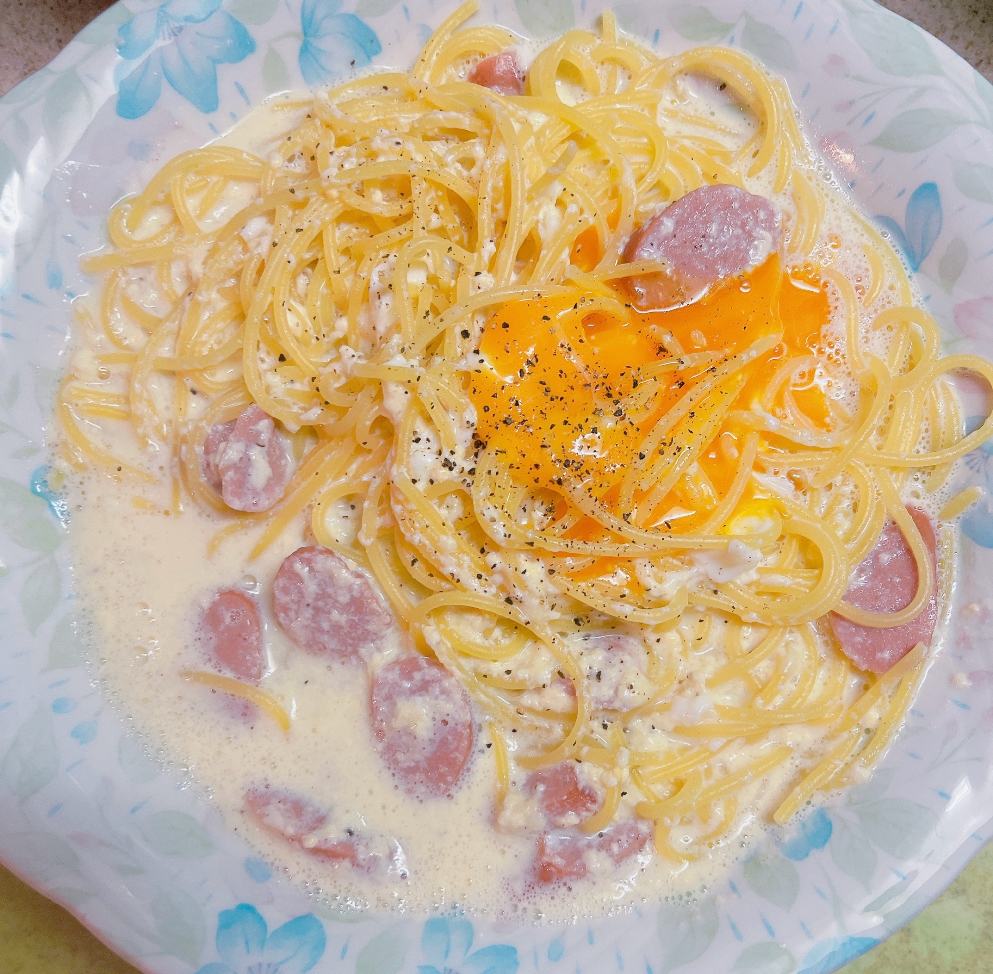 レンチン￤カルボナーラのスープパスタ