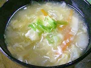 残り物野菜で…野菜たっぷり！中華卵スープ！