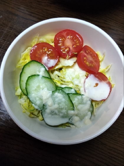 キャベツと胡瓜とトマトの手作りドレッシングサラダ