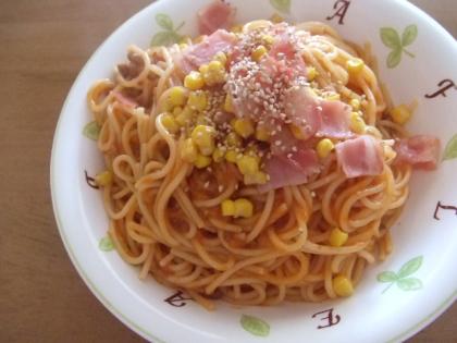 ベーコンとコーンのソテーをトッピングしてみました。
とても美味しかったです、ごちそうさまでした～♪