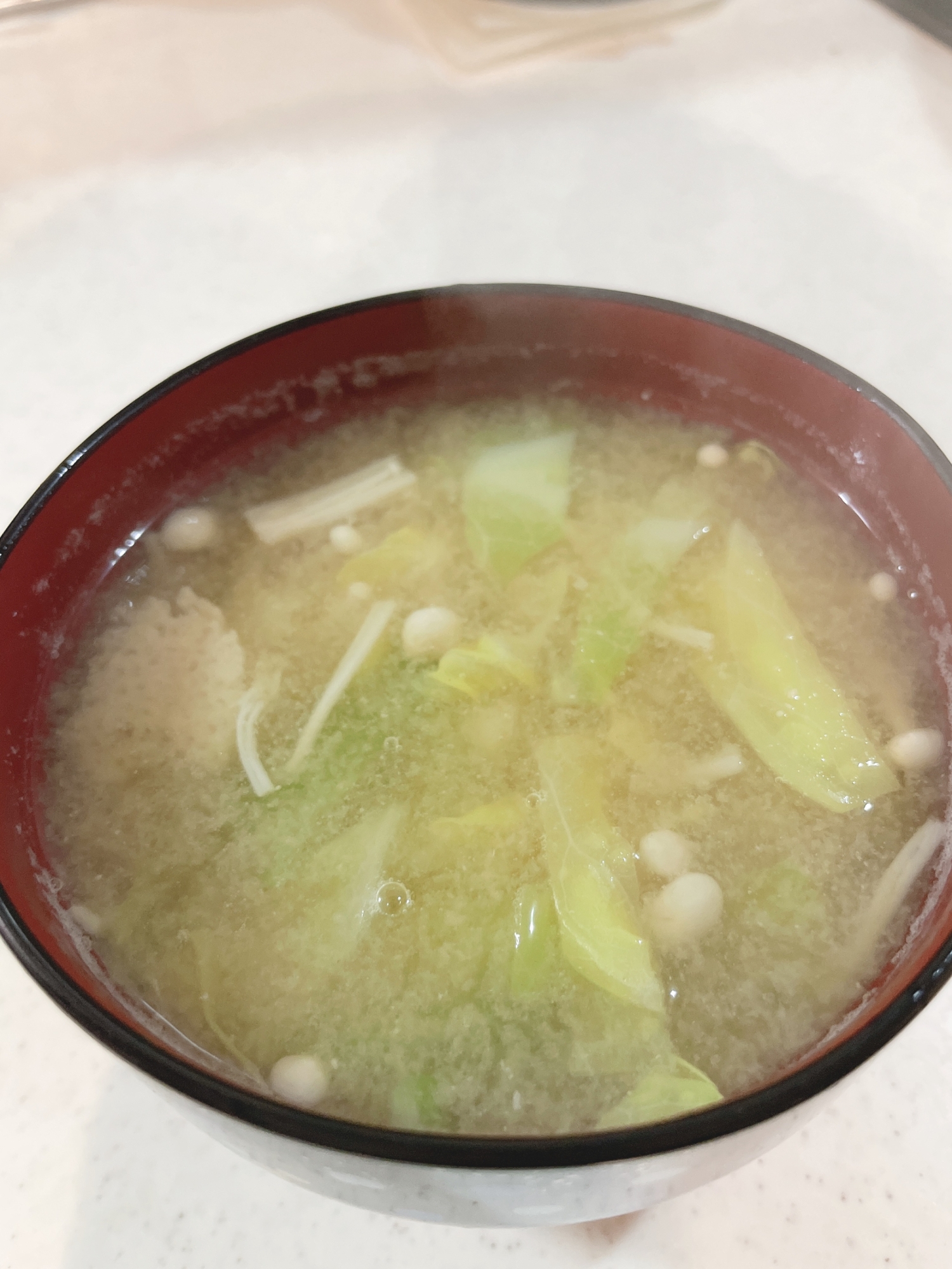 エノキとキャベツのお味噌汁°ʚ(*´꒳`*)ɞ°
