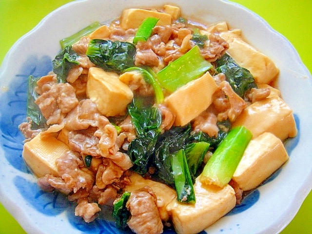 豆腐と豚肉小松菜のとろみ炒め