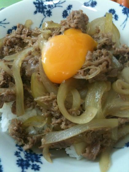 牛丼店のＣＭ見てたら食べたくなりました 生姜が効いて美味しかったです(o^^o)