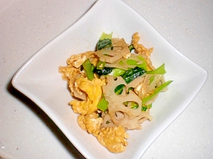 レンコンと小松菜と卵の中華炒め