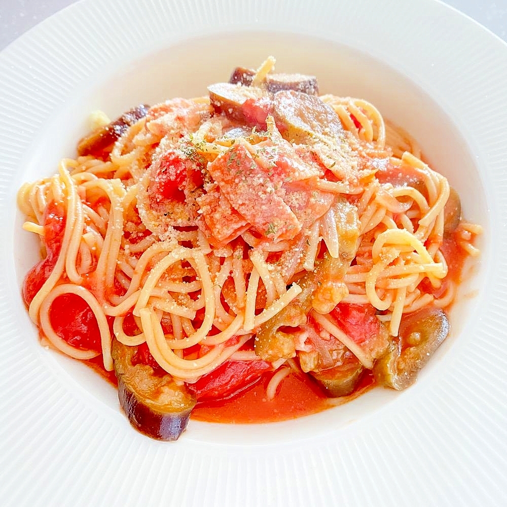 【ホットクック】ベーコンとナスのトマトパスタ