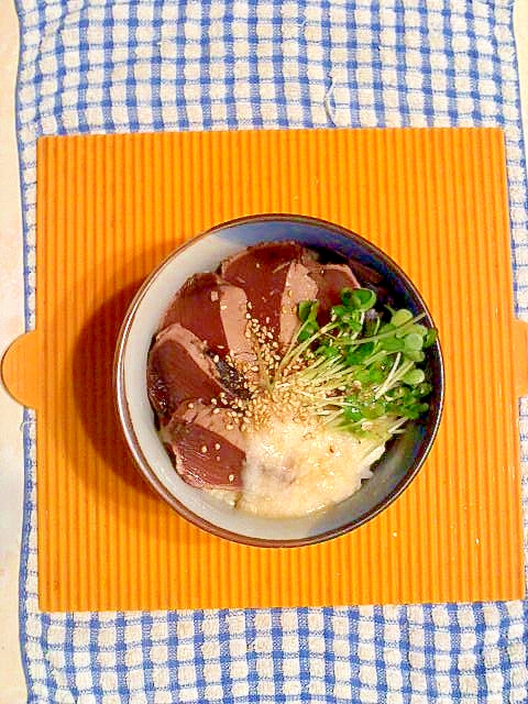 長芋とカツオのたたき漬けの丼 レシピ 作り方 By テツオ63 楽天レシピ