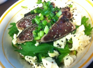 カツオのたたき＆豆腐のせ丼