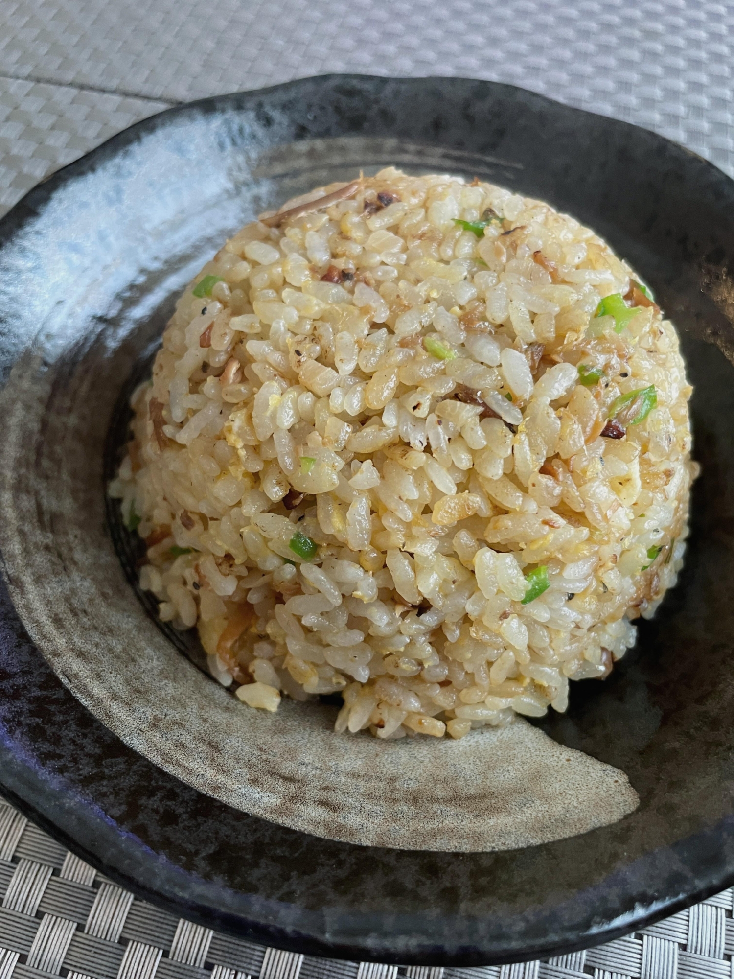 ワカサギの佃煮で！ガーリック炒飯！