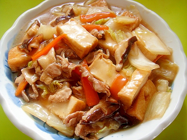 白菜と厚揚げ豚肉の中華煮