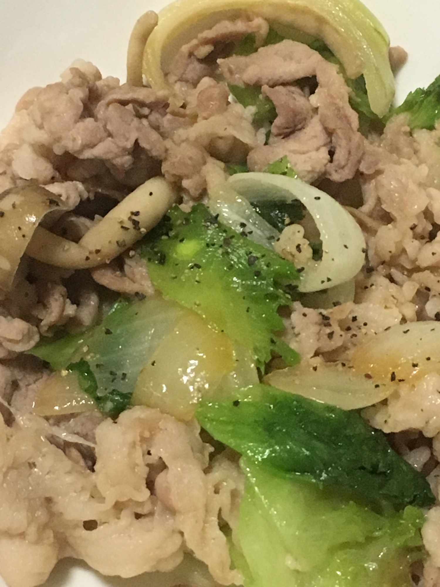 豚肉とレタスと玉ねぎの塩だれ炒め