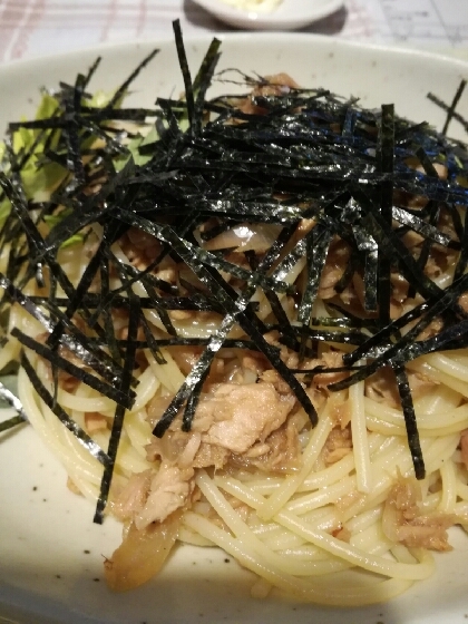 刻み海苔いっぱいの、美味しいパスタになりました。ありがとうございました！