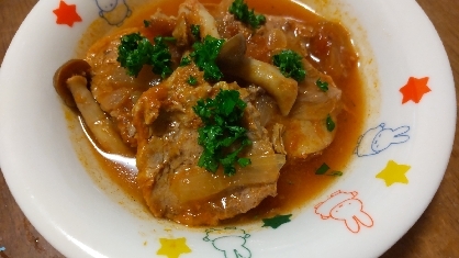 圧力鍋で♪豚ひれ肉としめじのトマト煮