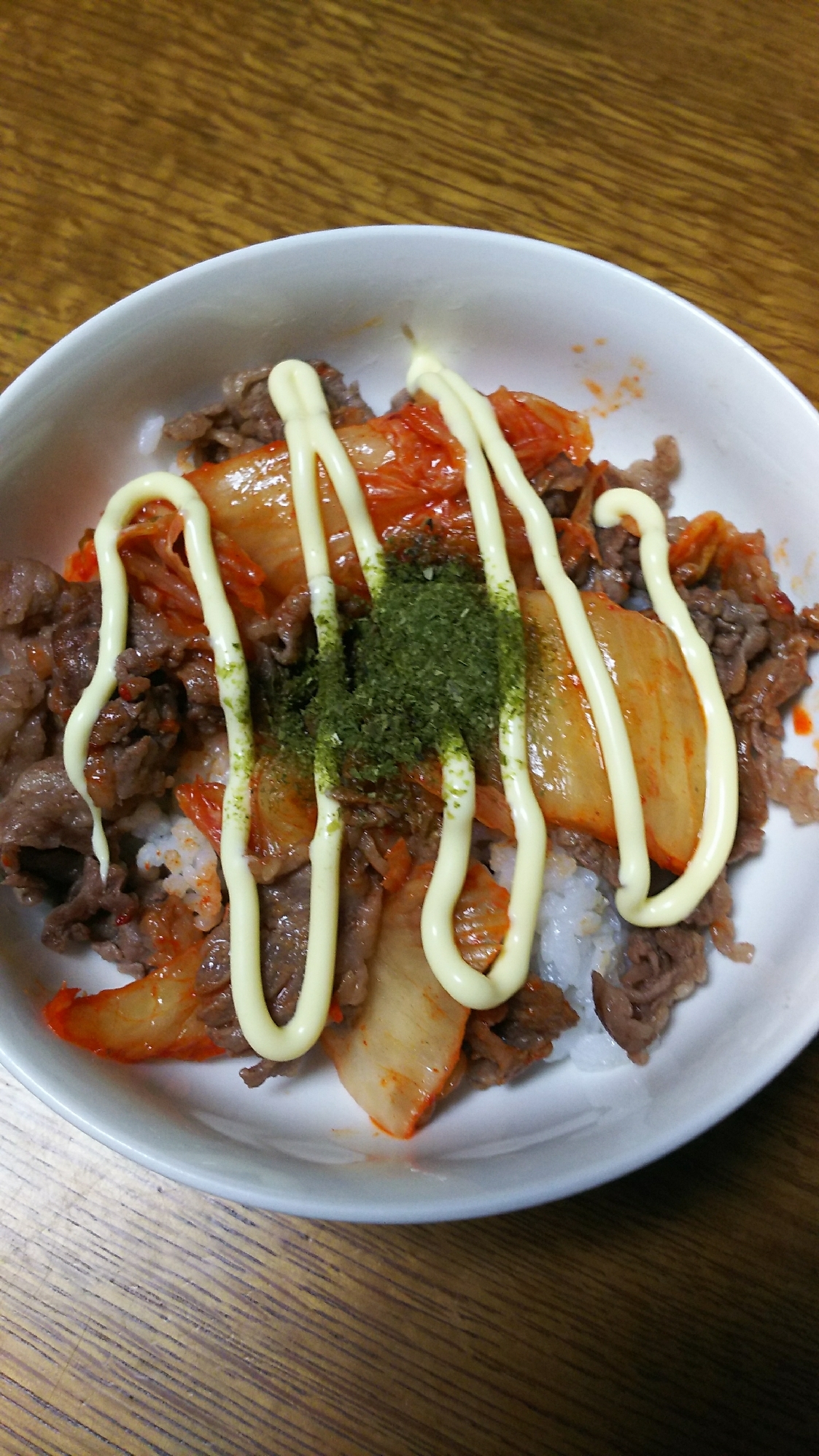 牛肉とキムチのマヨネーズご飯