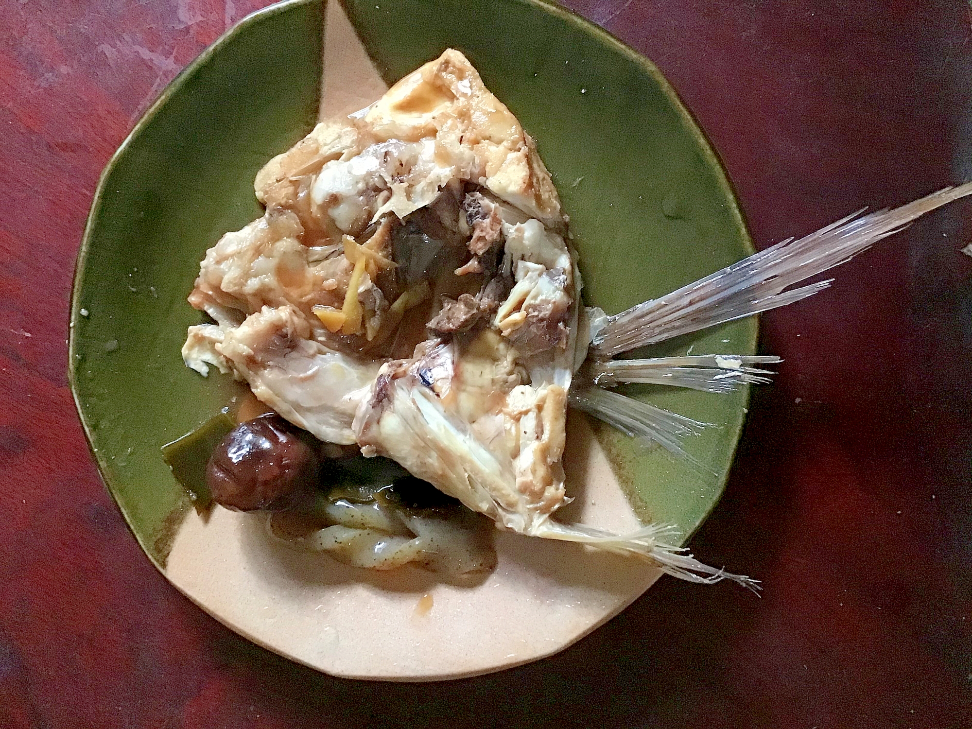 大鯛のかぶと煮with椎茸とこんにゃく。