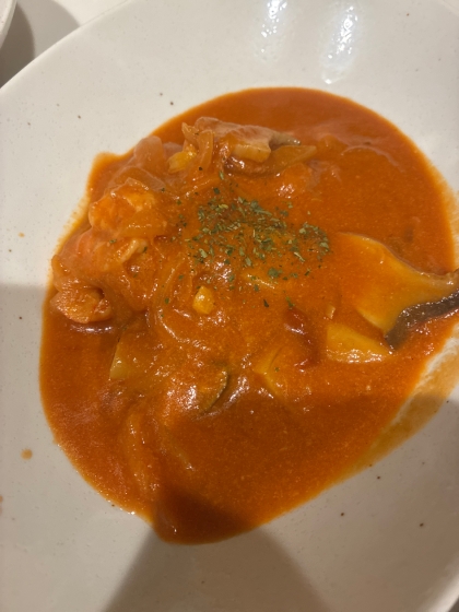 濃厚♡海老とチーズのトマトクリーム煮