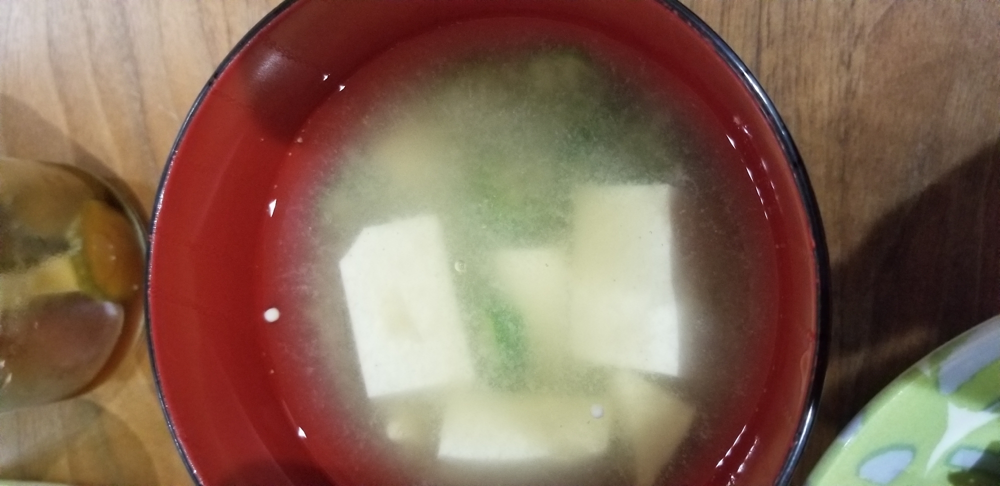 豆腐、おくらの味噌汁