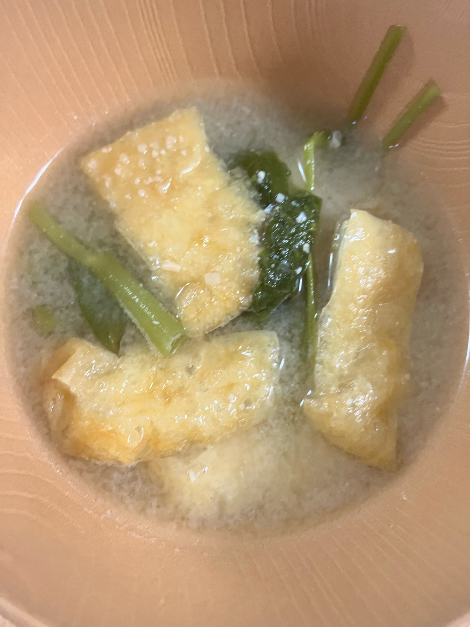 空芯菜と油揚げの味噌汁