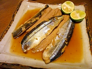 しいたけ茶で作るさんまの生姜煮