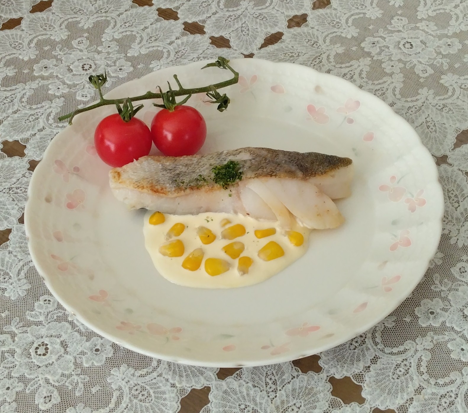 たらのソテー✨コーンマヨネーズソース仕立て✨