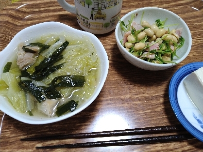 豆苗とローストポークの胡麻サラダ