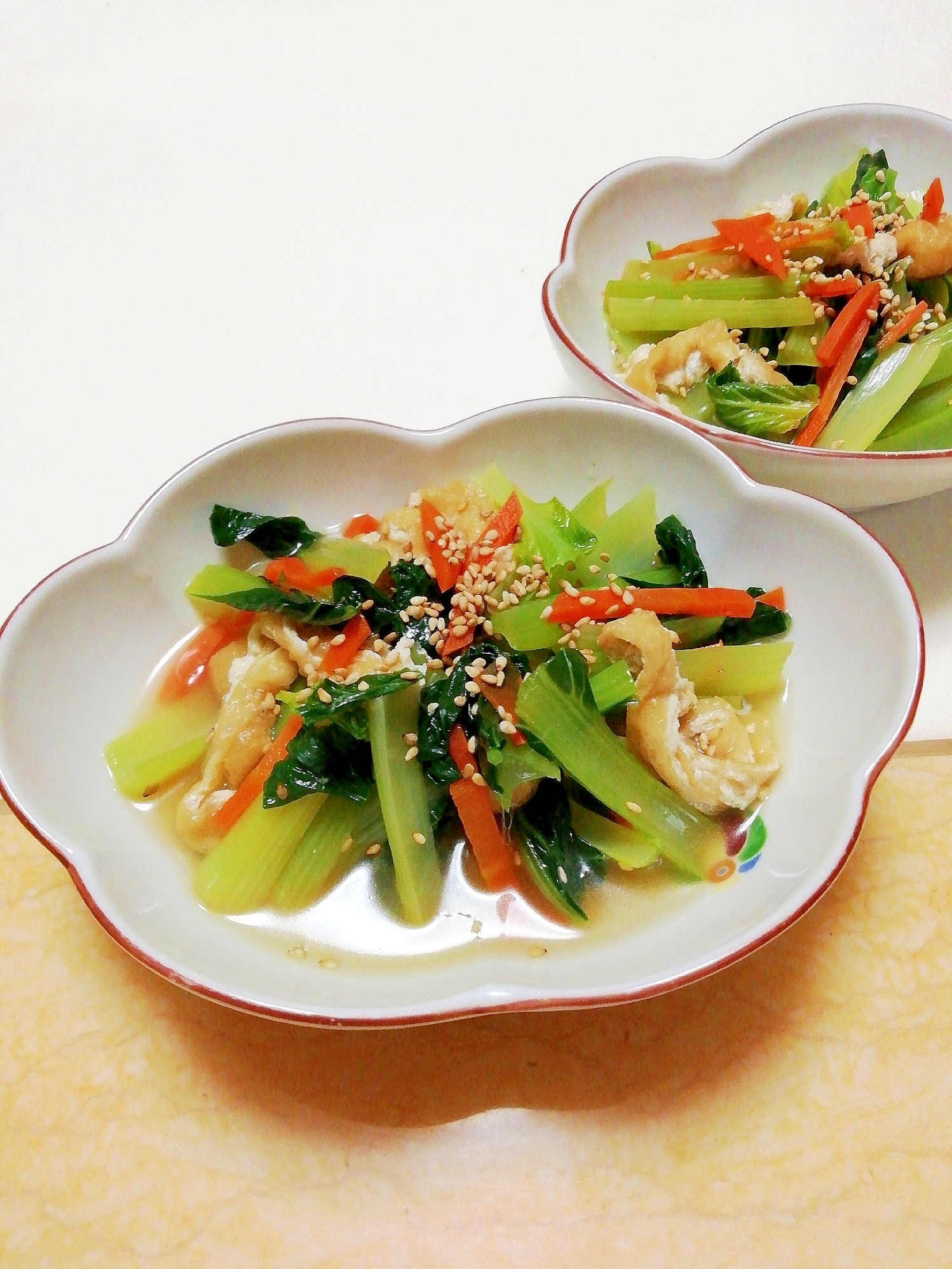 小松菜とにんじんと油揚げの煮びたし