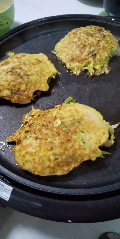 ホットプレート焼きですが(*^^*)
長いも入りはフワフワで美味しいですね♡