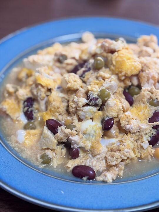 豆腐と豆の卵とじ