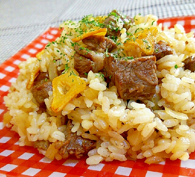 ビーフステーキのガーリックライス レシピ 作り方 By あ ち0024 楽天レシピ