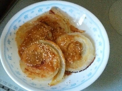 焼肉のタレとマヨネーズ　濃い組み合わせで美味しかったです。
簡単でした。