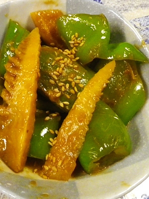 しし唐竹の子の味噌生姜炒め煮