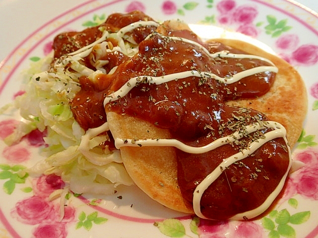 キャベツと大豆粉パンケーキのカレー♬