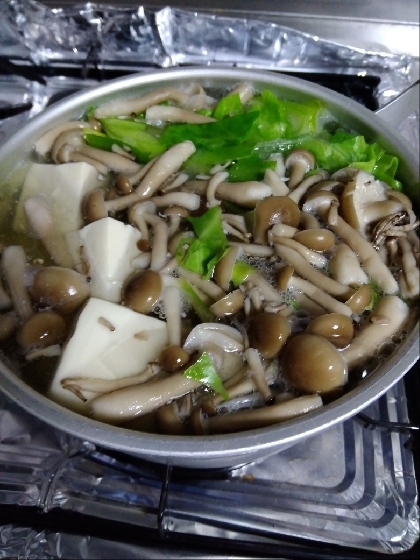 緑野菜で湯豆腐