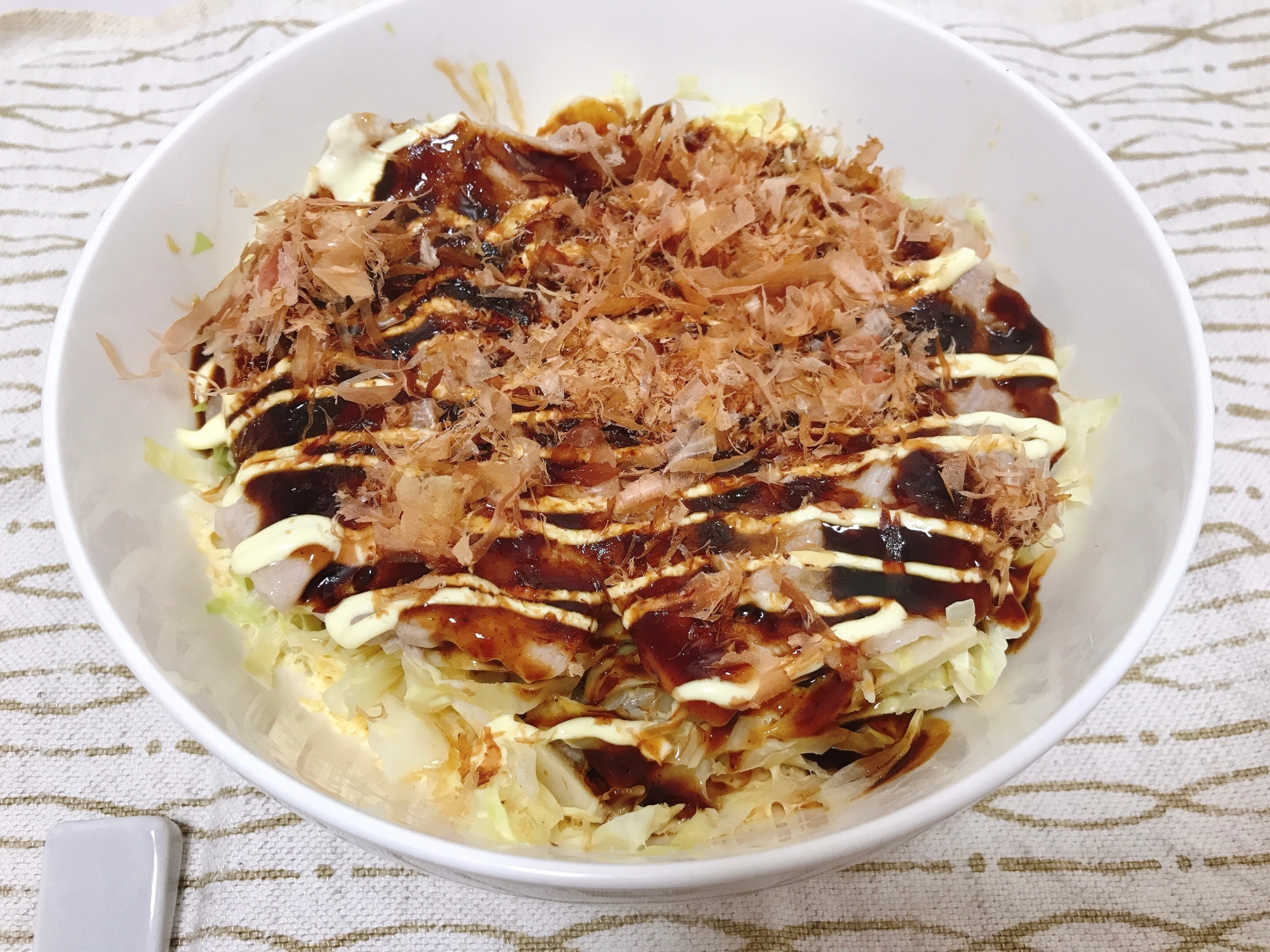 レンジで作る　お好み焼き風